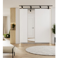 Szafa Przesuwna MAXI 2D z Lustrem Szerokość 180 cm Wysoka 235 cm Biały Rama z Oświetleniem LED 2X MX3BI + MX8BI