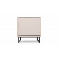 Stolik Nocny GENUA Szerokość 43 cm Piaskowy Beż Kaszmir 2-Szuflady Do Sypialni Styl LOFT