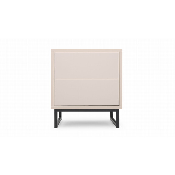 Stolik Nocny GENUA Szerokość 43 cm Piaskowy Beż Kaszmir 2-Szuflady Do Sypialni Styl LOFT