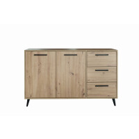 Komoda KOS Szerokość 138 cm Dąb Artisan Dwudrzwiowa 3-Szuflady Do Sypialni
