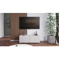 Szafka RTV Stojąca KOLDER KL-01-CAH Szerokość 100 cm Kaszmir Beż Ryflowany Front Do Salonu Cashmere