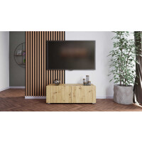 Szafka RTV Stojąca KOLDER Szerokość 100 cm Dąb Artisan Ryflowany Front Do Salonu KL-01-DAR