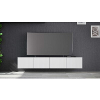 Szafki RTV Wiszące KOLDER 2w1 Szerokość 200 cm Biały Mat Ryflowany Front Do Salonu KL-01-BLM