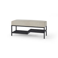 Ławka TAKO z Półką na Buty Szerokość 80 cm Stelaż Czarny Mat Tapicerowane Siedzisko Do Przedpokoju Styl Loft