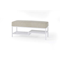 Ławka TAKO z Półką na Buty Szerokość 100 cm Stelaż Biały Mat Tapicerowane Siedzisko Do Przedpokoju Styl Loft