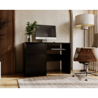Biurko FLEXI DESK Szerokość 110 cm Czarne Lewe Ryflowane Fronty 3-Szuflady Ergonomiczne Nowoczesne