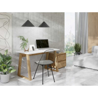 Biurko FIGATE Szerokość 130 cm Dąb Artisan / Biały Ergonomiczne Nowoczesne Loftowe Kontenerek Dąb Artisan