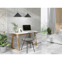Biurko FIGATE Szerokość 130 cm Dąb Artisan / Biały Ergonomiczne Nowoczesne Loftowe Kontenerek Biały