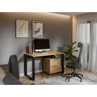 Biurko MAXI Szerokość 130 cm Dąb Artisan / Czarny Ergonomiczne Nowoczesne Loftowe Kontenerek Dąb Artisan