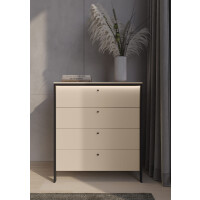 Komoda ENNA EN-03 Szerokość 101 cm Beż Piaskowy / Czarny 4-Szuflady Oświetlenie LED EN3BEC