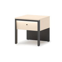 Stolik Nocny ENNA EN-05 Szerokość 40 cm Beż Piaskowy / Czarny Szuflada Oświetlenie LED EN5BEC