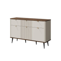 Komoda MARLY 10 Szerokość 130 cm Kaszmir / Orzech Trzydrzwiowa 3-Szuflady Ryfle Nowoczesna