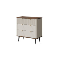 Komoda MARLY 11 Szerokość 90 cm Kaszmir / Orzech 3-Szuflady Ryfle Nowoczesna