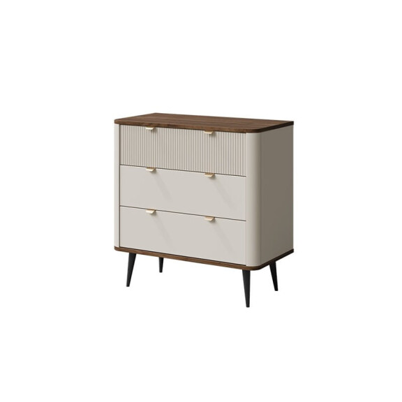 Komoda MARLY 11 Szerokość 90 cm Kaszmir / Orzech 3-Szuflady Ryfle Nowoczesna