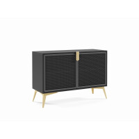 Komoda BRAVIO Szerokość 110 cm Czarna Siatka / Złota Stal Dwudrzwiowa Styl Loft