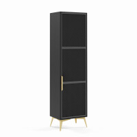 Witryna BRAVIO Szerokość 60 cm Czarna Siatka / Złota Stal Jednodrzwiowa Styl Loft