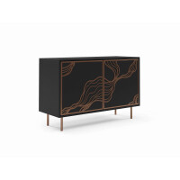 Komoda MARIS Szerokość 110 cm Czarna / Miedziana Stal Dwudrzwiowa Styl Loft