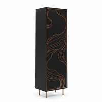Witryna MARIS Szerokość 60 cm Czarna / Miedziana Stal Jednodrzwiowa Styl Loft