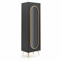 Witryna SOLVO Szerokość 60 cm Czarna / Złota Stal Jednodrzwiowa Przeszklona Styl Loft