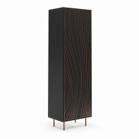 Witryna TIVARO Szerokość 60 cm Czarna / Miedziana Stal Jednodrzwiowa Styl Loft