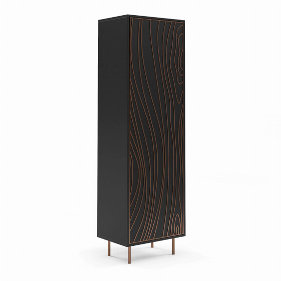 Witryna TIVARO Szerokość 60 cm Czarna / Miedziana Stal Jednodrzwiowa Styl Loft