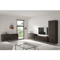 Zestaw Mebli Do Salonu TIVARO Czarny / Miedziana Stal Styl Loft Meblościanka