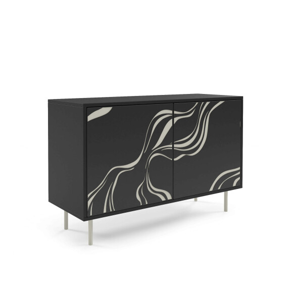 Komoda VINTRO Szerokość 110 cm Czarna / Kaszmirowa Stal Dwudrzwiowa Styl Loft