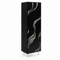 Witryna VINTRO Szerokość 60 cm Czarna / Kaszmirowa Stal Jednodrzwiowa Styl Loft