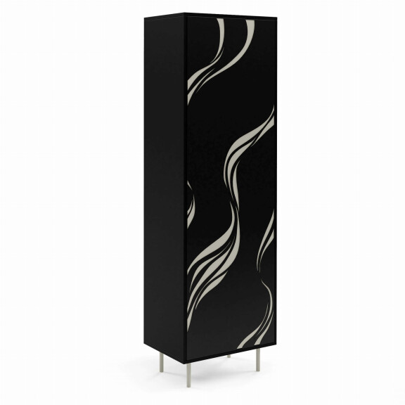 Witryna VINTRO Szerokość 60 cm Czarna / Kaszmirowa Stal Jednodrzwiowa Styl Loft