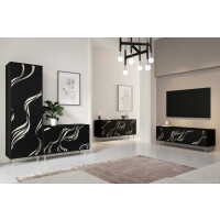 Zestaw Mebli Do Salonu VINTRO Czarny / Kaszmirowa Stal Styl Loft Meblościanka