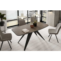Stół FERRO 160 - 198 Owalny Rozkładany Blat Dark Grey Chicago Concrete Nogi Czarne Loft