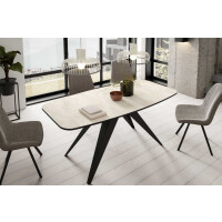 Stół FERRO 160 - 198 Owalny Rozkładany Blat White Chromix Nogi Czarne Loft