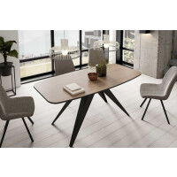 Stół FERRO 160 - 198 Owalny Rozkładany Blat Truffle Brown Davos Oak Nogi Czarne Loft