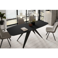 Stół FERRO 180 - 218 Owalny Rozkładany Blat Czarny Molet Nogi Czarne Loft