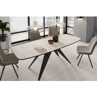 Stół FERRO 180 - 218 Owalny Rozkładany Blat White Chromix Nogi Czarne Loft