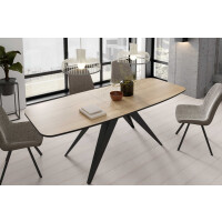 Stół FERRO 180 - 218 Owalny Rozkładany Blat Natural Halifax Oak Nogi Czarne Loft