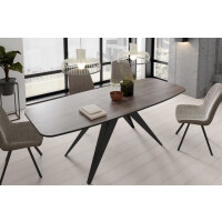 Stół FERRO 180 - 218 Owalny Rozkładany Blat Anthracite Sherman Oak Nogi Czarne Loft