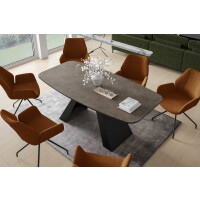 Stół MYRON 160 - 198 Owalny Rozkładany Blat Dark Grey Chicago Concrete Nogi Czarne Loft