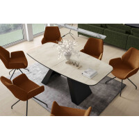 Stół MYRON 160 - 198 Owalny Rozkładany Blat White Chromix Nogi Czarne Loft