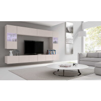 Meblościanka PRESTIŻ 1 RTV 300 cm Kaszmir Cashmere Szafki Witryna LED