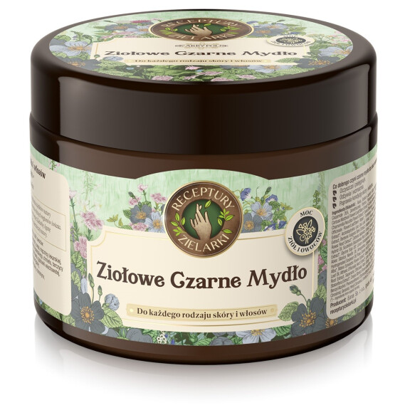 Receptury Zielarki Ziołowe Czarne Mydło do mycia ciała i włosów 300 ml
