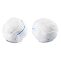 Abdoma Tupfery gazowe jałowe Kula z nitką RTG Blister 15x15cm 5 szt.
