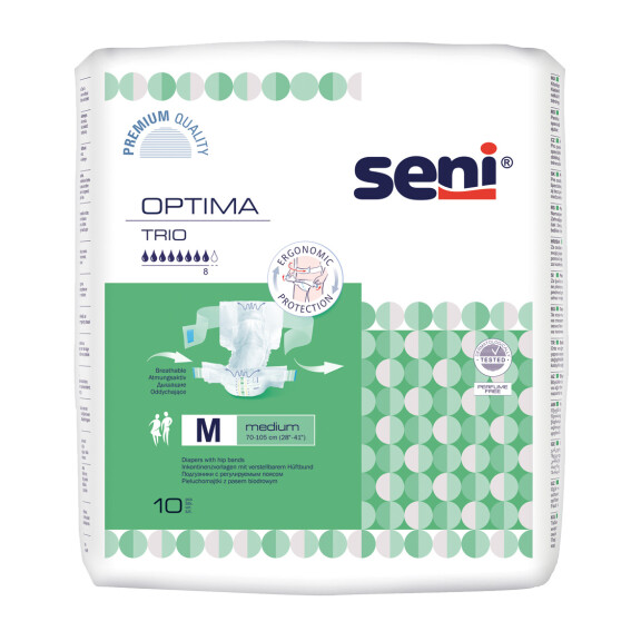 Pieluchomajtki z regulowanym pasem biodrowym Seni Optima Trio M 10 szt.