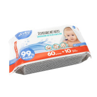 Akuku Chusteczki nawilżane 99% wody 60 szt. + 10 sz. GRATIS 70 szt.