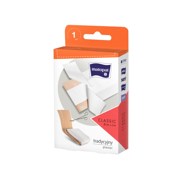 Matopat CLASSIC Plaster z opatrunkiem do cięcia 8cm x 1m 1 szt.