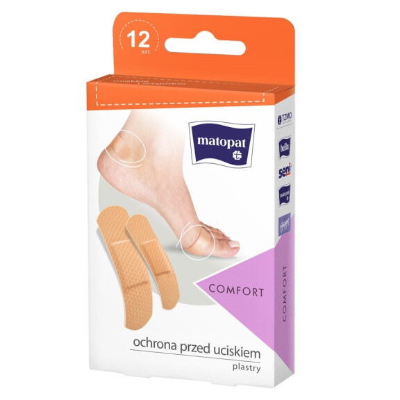 Matopat COMFORT Mix Plastry z opatrunkiem o miękkim podłożu MIX 12 szt.