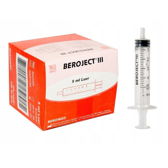 Beromed BEROJECT III Strzykawki 3-częściowe Luer 100 szt. 5 ml
