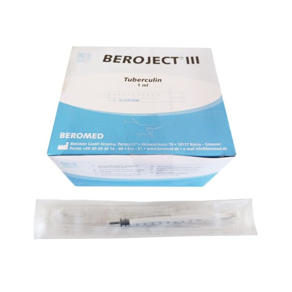 Beromed Beroject III Strzykawki tuberkulinowe z igłą 100 szt. 1 ml 26G 0.45x13mm