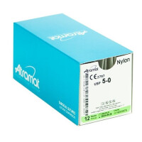 Atramat Nylon 5/0 nici chirurgiczne niewchłanialne, czarne CE16 75cm 3/8 koła