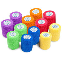 Bandaż elastyczny, samoprzylepny, jednorazowy SoftMed Mix kolorów I 10cm x 4.5m 12 szt.